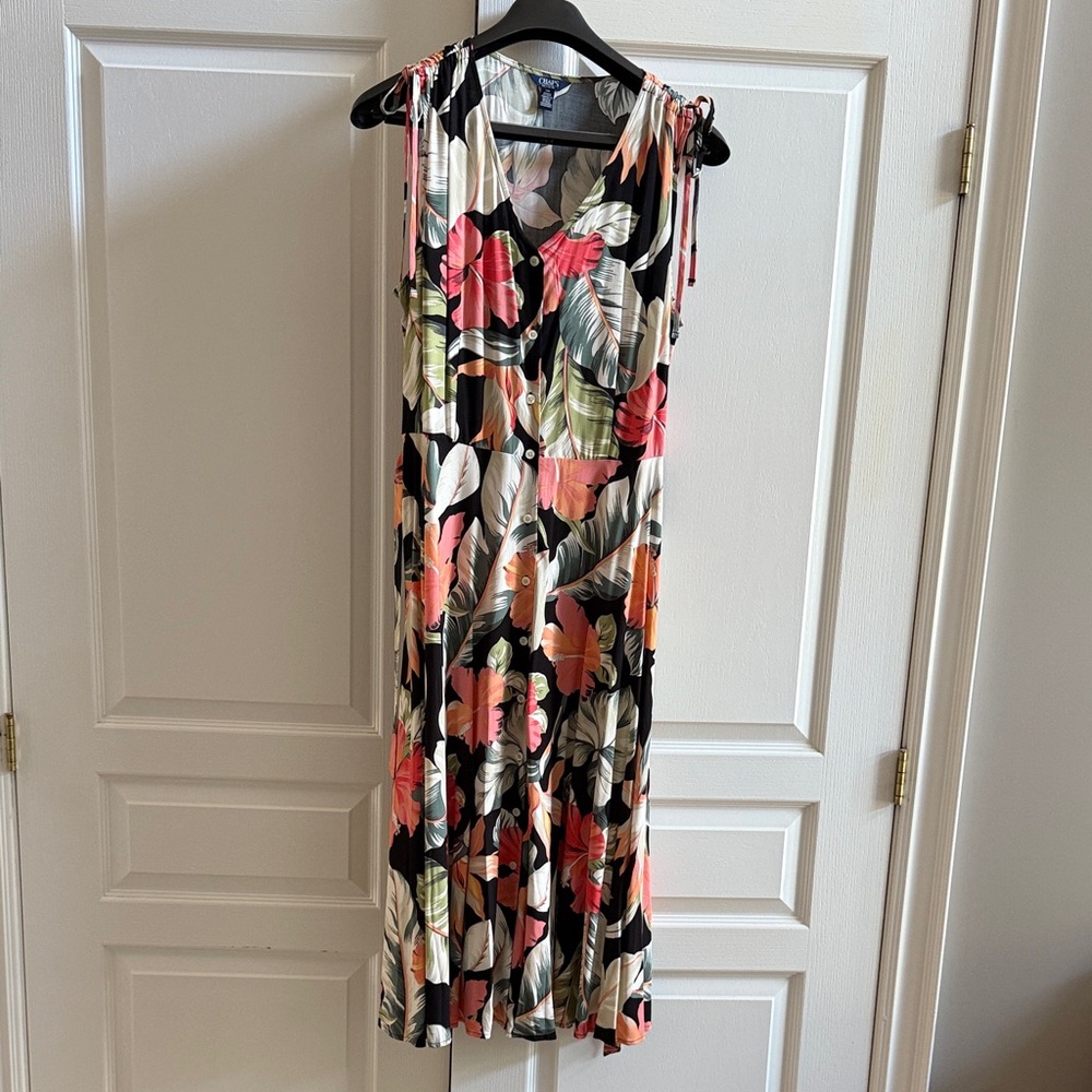 Tropical Sleeveless Maxi Dress, Chaps Brand, ladies Size L, NWOT